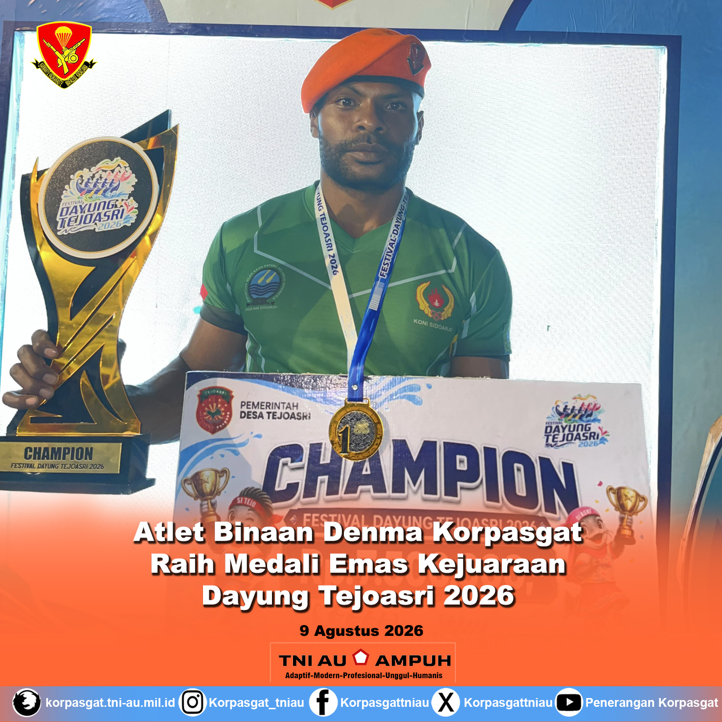 Atlet Binaan Denma Korpasgat Raih Medali Emas Kejuaraan Dayung Tejoasri 2026