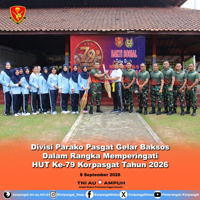 Divisi Parako Pasgat Gelar Baksos Dalam Rangka Memperingati HUT Ke-79 Korpasgat Tahun 2026