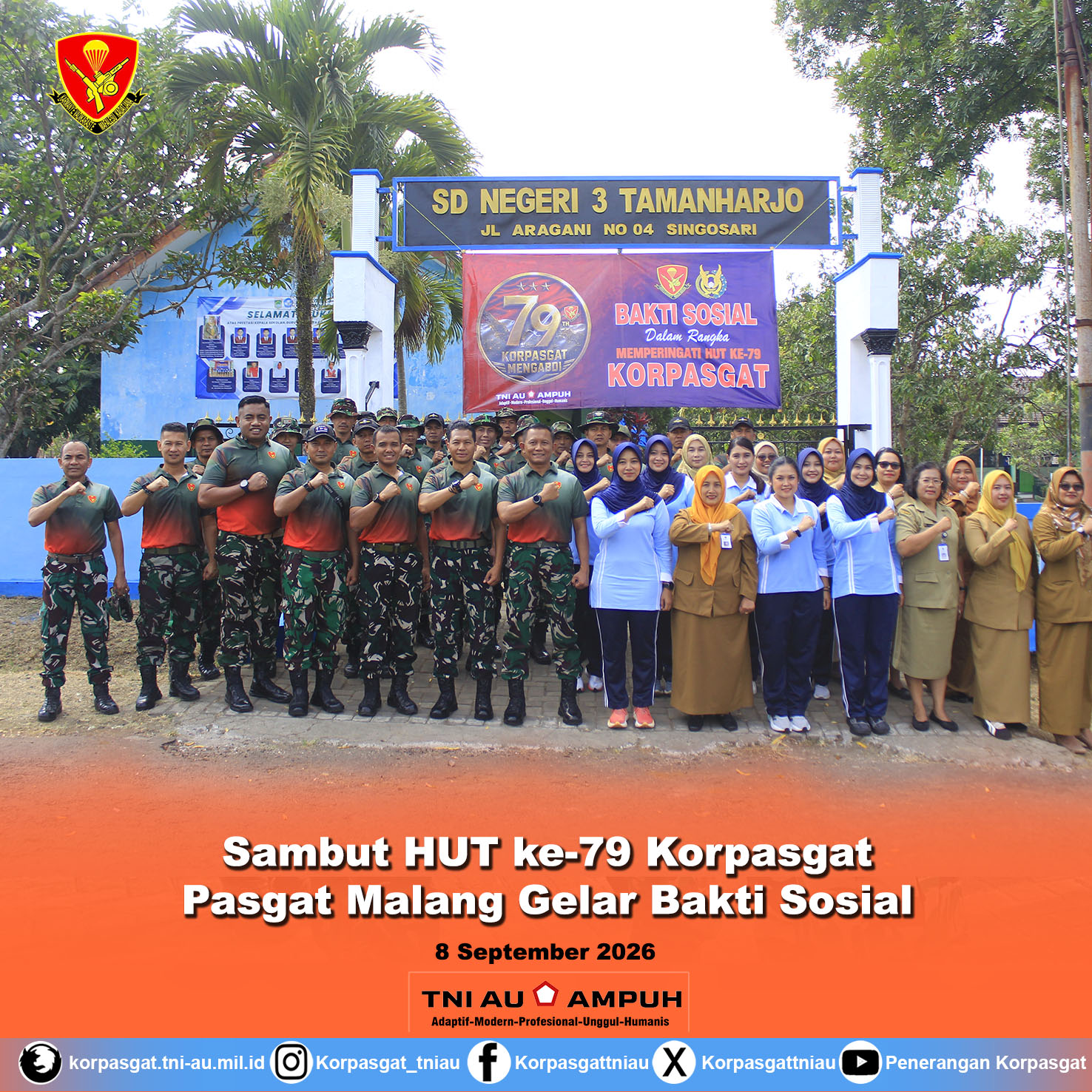 Sambut HUT ke-79 Korpasgat Pasgat Malang Gelar Bakti Sosial