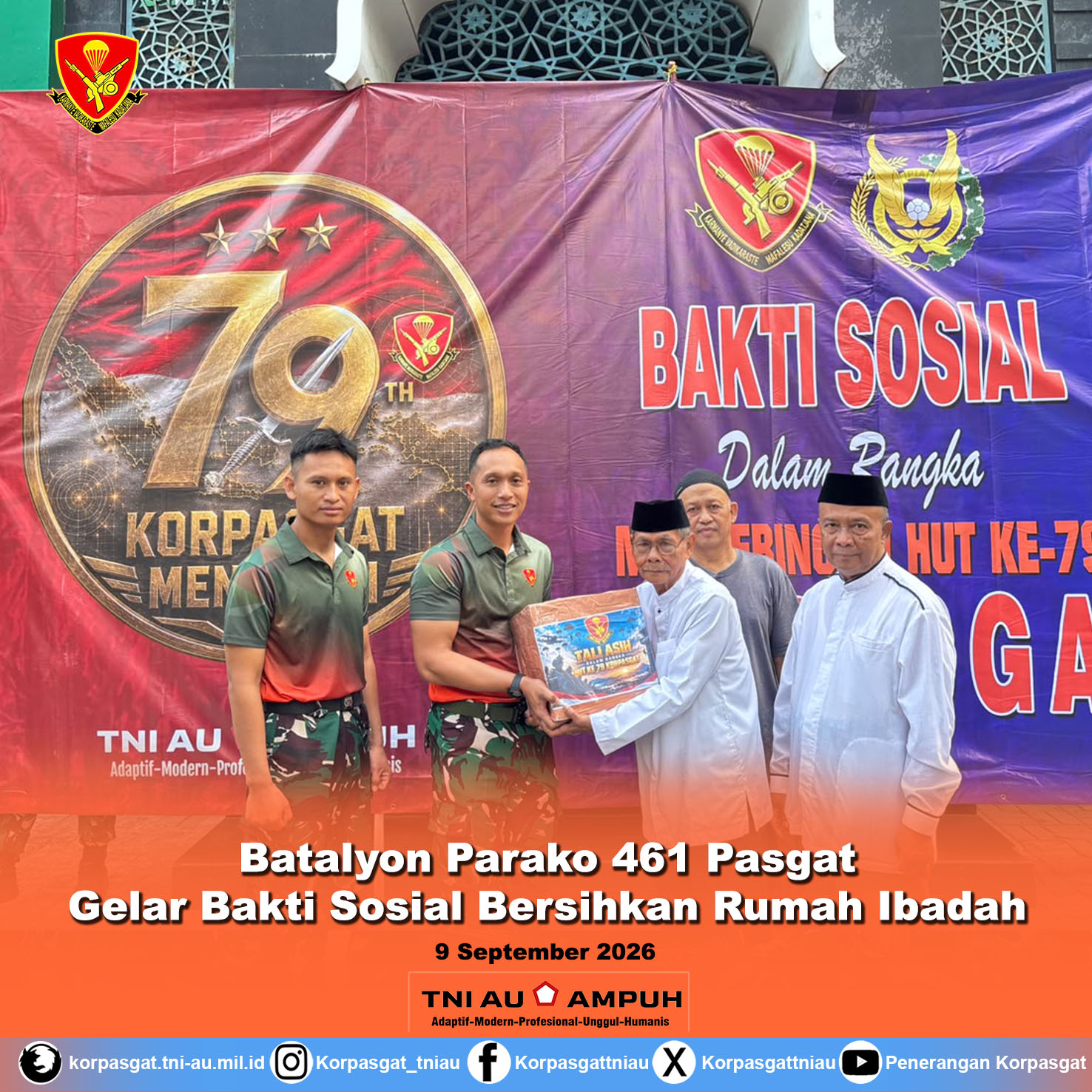 Batalyon Parako 461 Pasgat Gelar Bakti Sosial Bersihkan Rumah Ibadah Batalyon Parako 461 Pasgat Gelar Bakti Sosial Bersihkan Rumah Ibadah