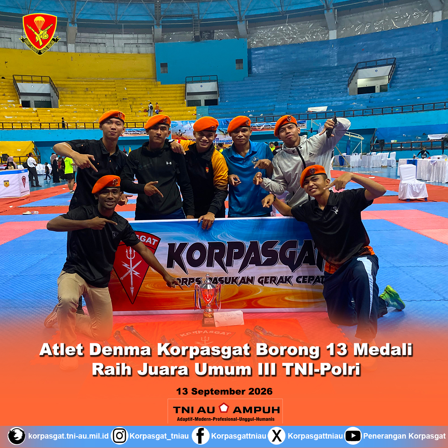 Atlet Denma Korpasgat Borong 13 Medali Raih Juara Umum III TNI-Polri Atlet Denma Korpasgat Borong 13 Medali Raih Juara Umum III TNI-Polri