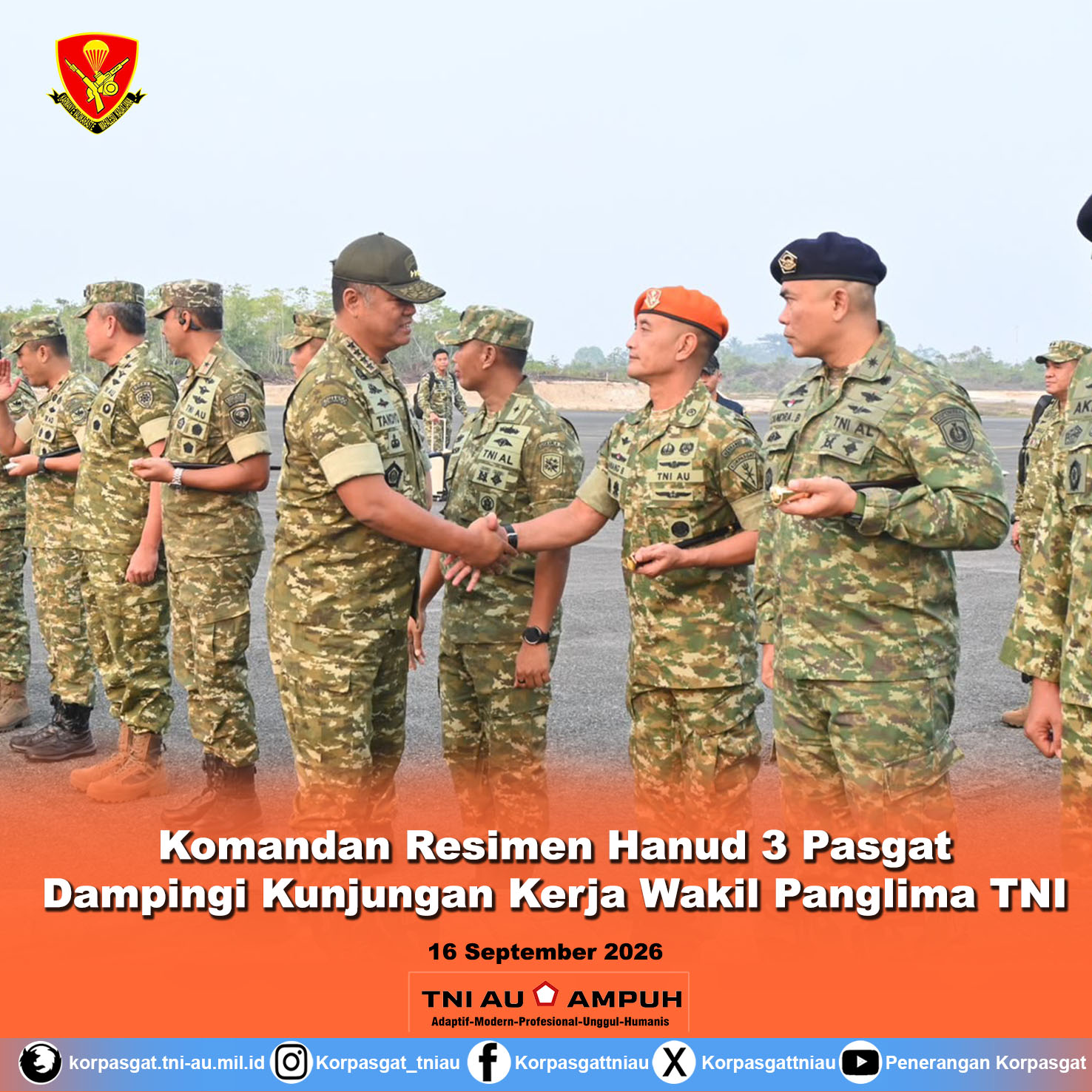 Komandan Resimen Hanud 3 Pasgat Dampingi Kunjungan Kerja Wakil Panglima TNI Komandan Resimen Hanud 3 Pasgat Dampingi Kunjungan Kerja Wakil Panglima TNI