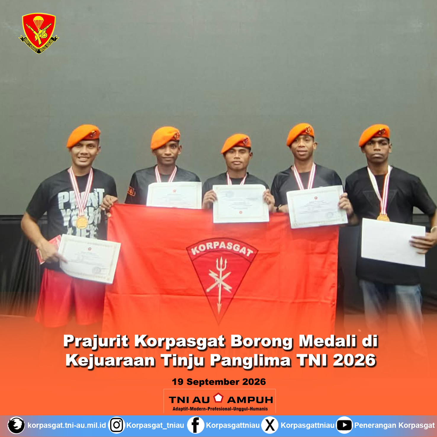 Prajurit Korpasgat Borong Medali di Kejuaraan Tinju Panglima TNI 2026 Prajurit Korpasgat Borong Medali di Kejuaraan Tinju Panglima TNI 2026