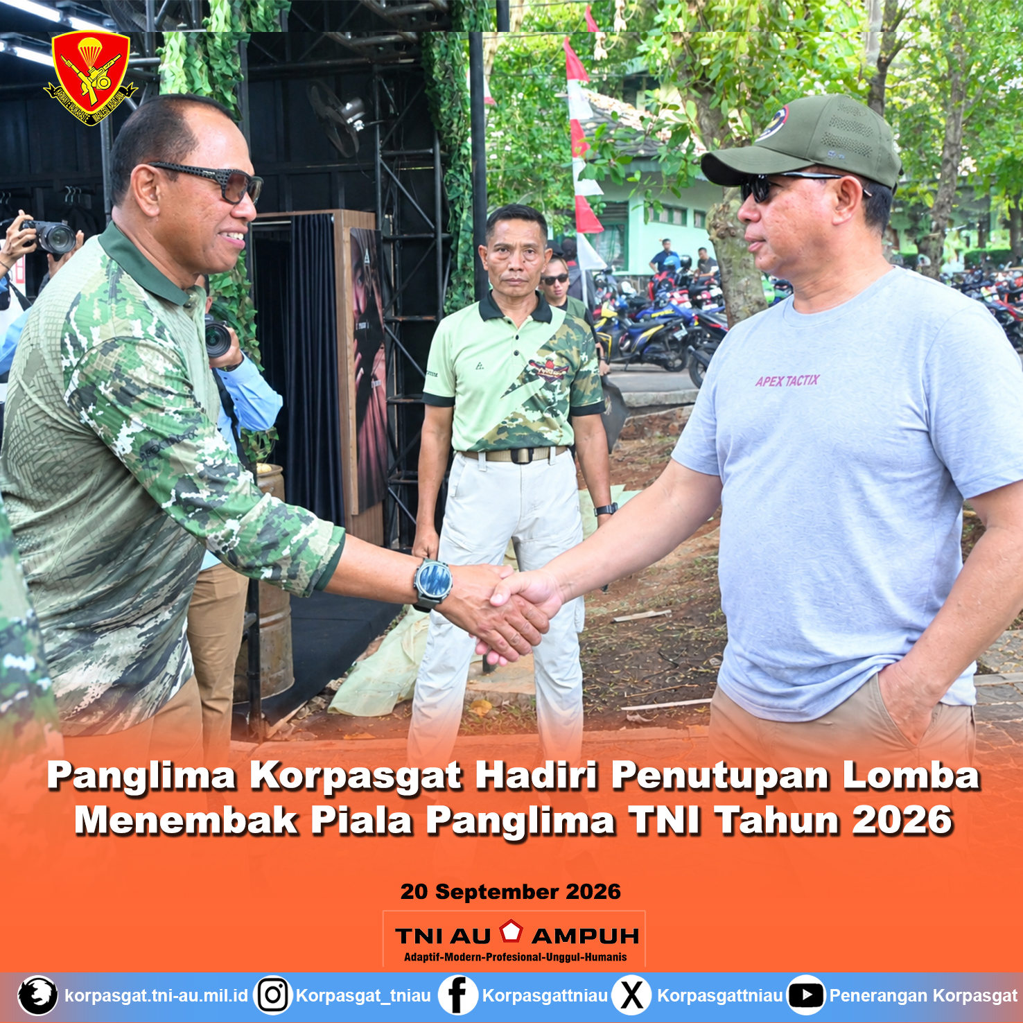 Panglima Korpasgat Hadiri Penutupan Lomba Menembak Piala Panglima TNI Tahun 2026