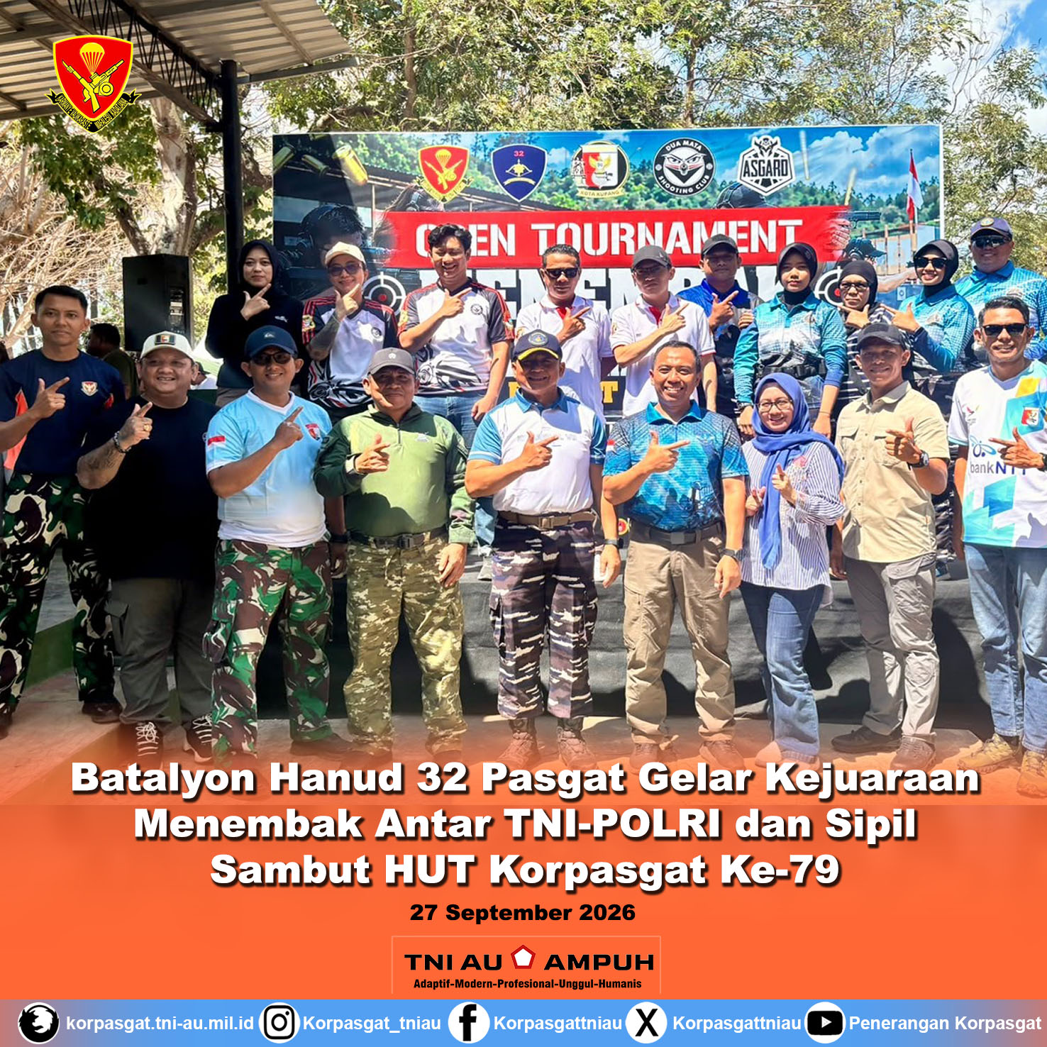 Batalyon Hanud 32 Pasgat Gelar Kejuaraan Menembak Antar TNI-POLRI dan Sipil Sambut HUT Korpasgat Ke-79