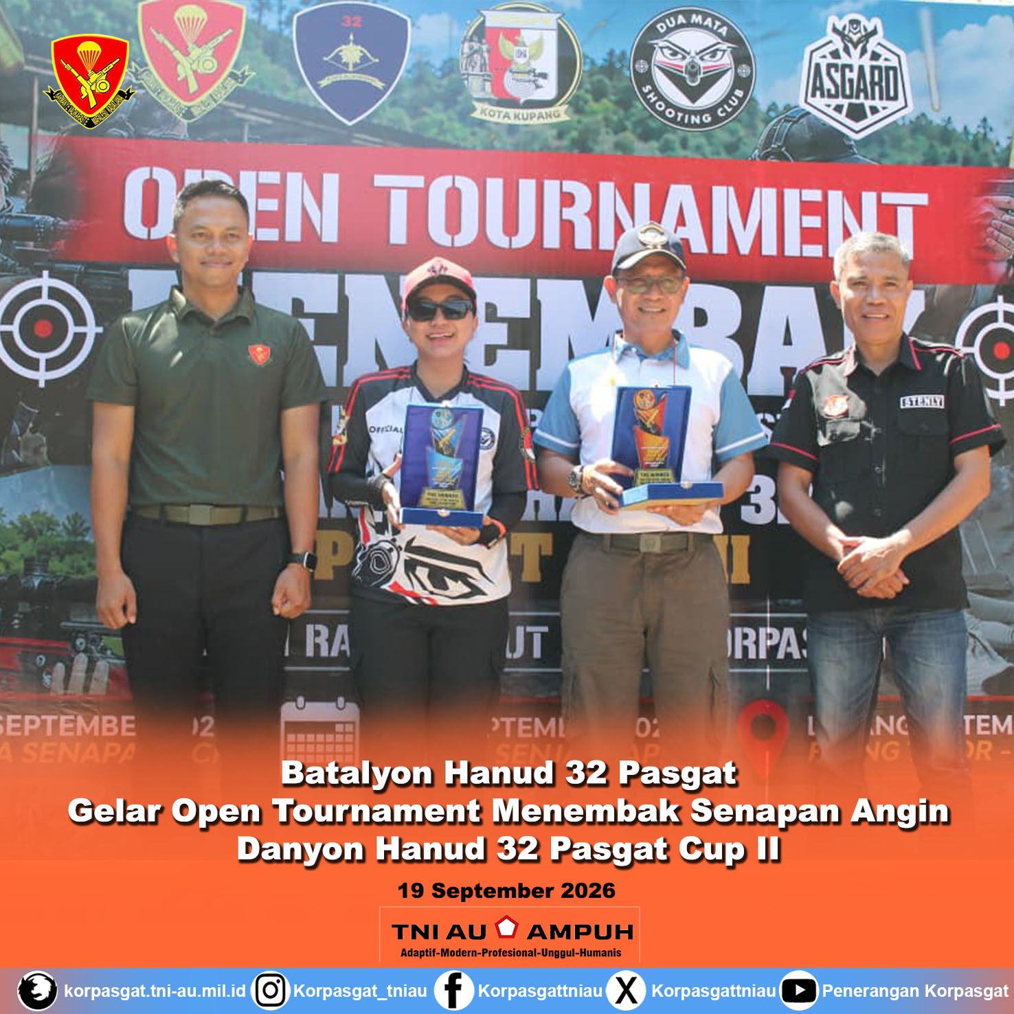 Batalyon Hanud 32 Pasgat Gelar Open Tournament Menembak Senapan Angin Danyon Hanud 32 Pasgat Cup II