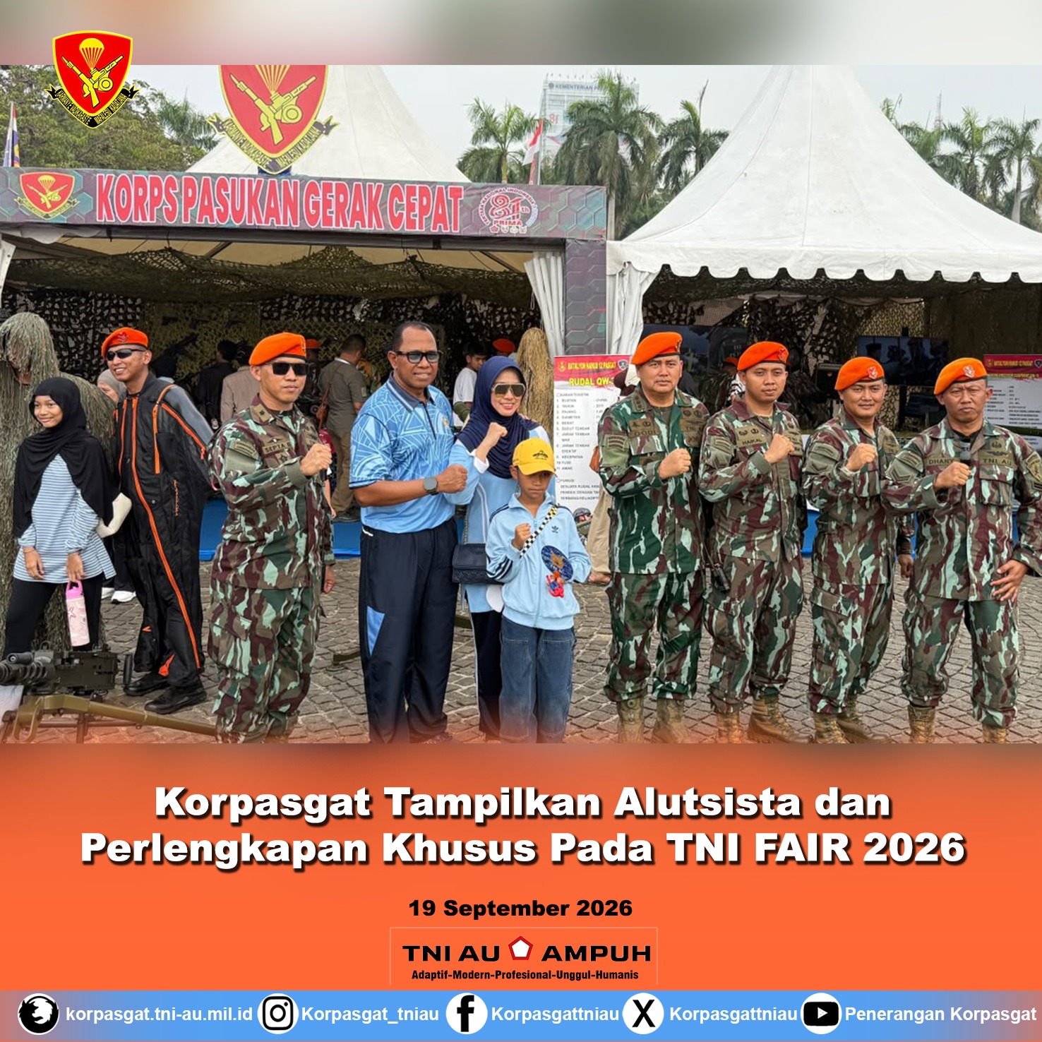 Korpasgat Tampilkan Alutsista dan Perlengkapan Khusus Pada TNI Fair 2026