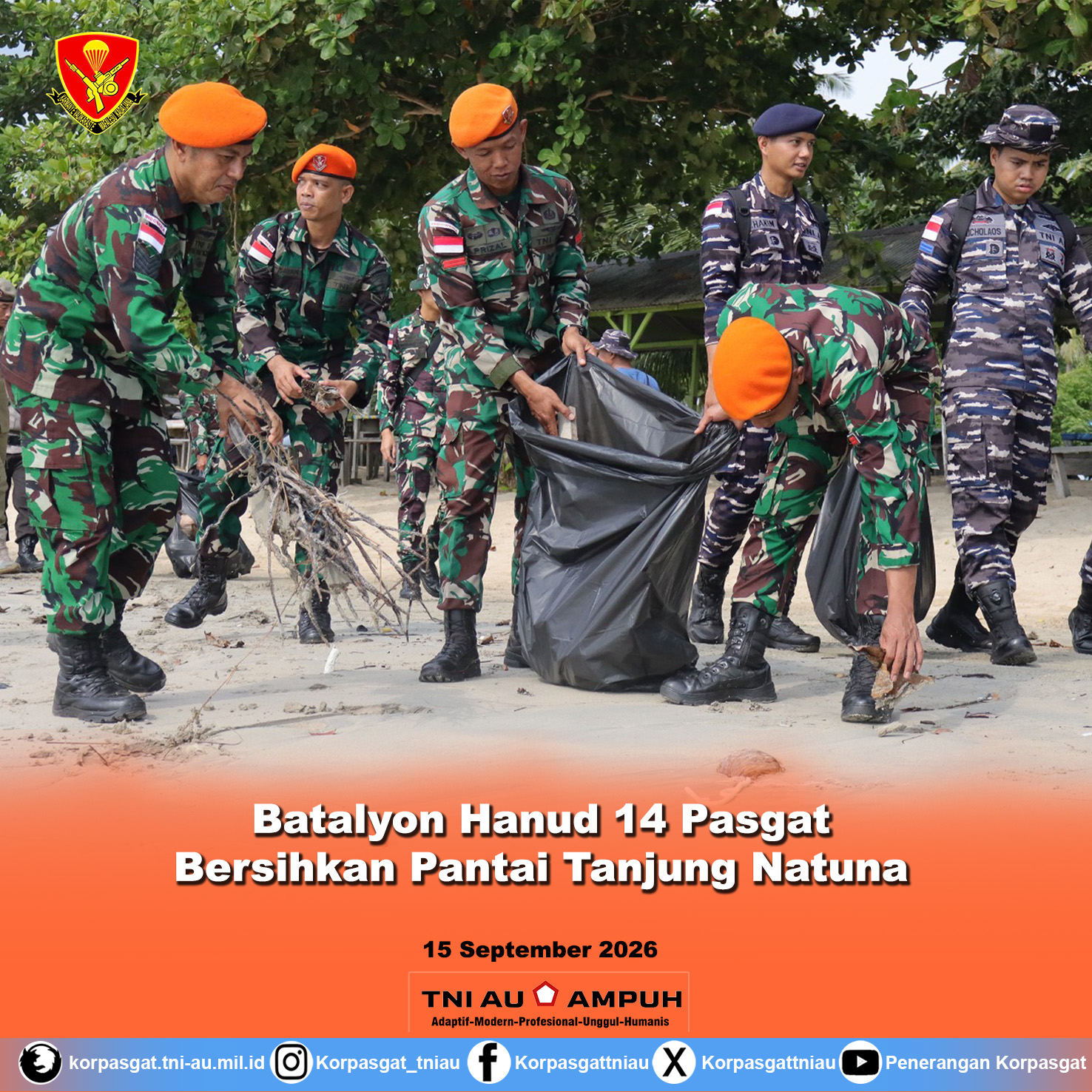 Batalyon Hanud 14 Pasgat Bersihkan Pantai Tanjung Natuna Batalyon Hanud 14 Pasgat Bersihkan Pantai Tanjung Natuna