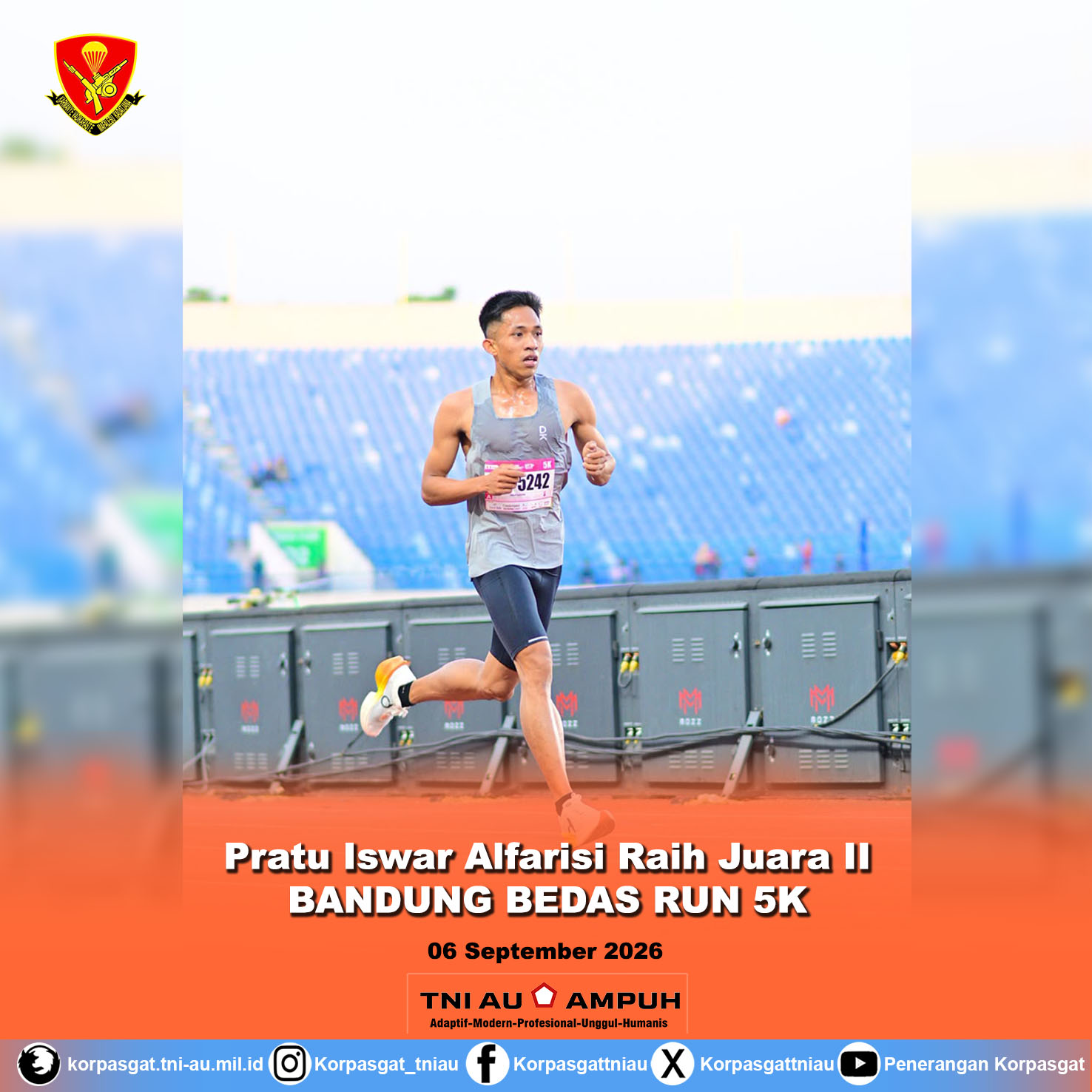 PRATU ISWAR ALFARISI RAIH JUARA II BANDUNG BEDAS RUN 5K PRATU ISWAR ALFARISI RAIH JUARA II BANDUNG BEDAS RUN 5K