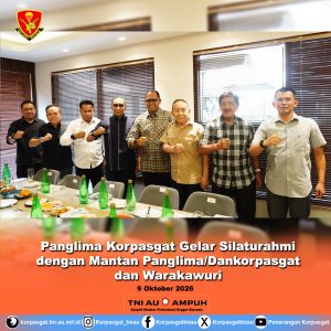 Panglima Korpasgat Gelar Silaturahmi dengan Mantan Panglima/Dankorpasgat dan Warakawuri