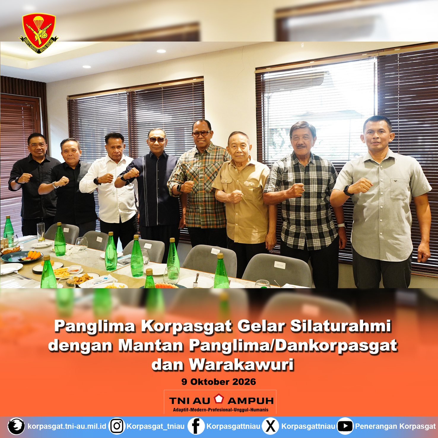 Panglima Korpasgat Gelar Silaturahmi dengan Mantan Panglima/Dankorpasgat dan Warakawuri