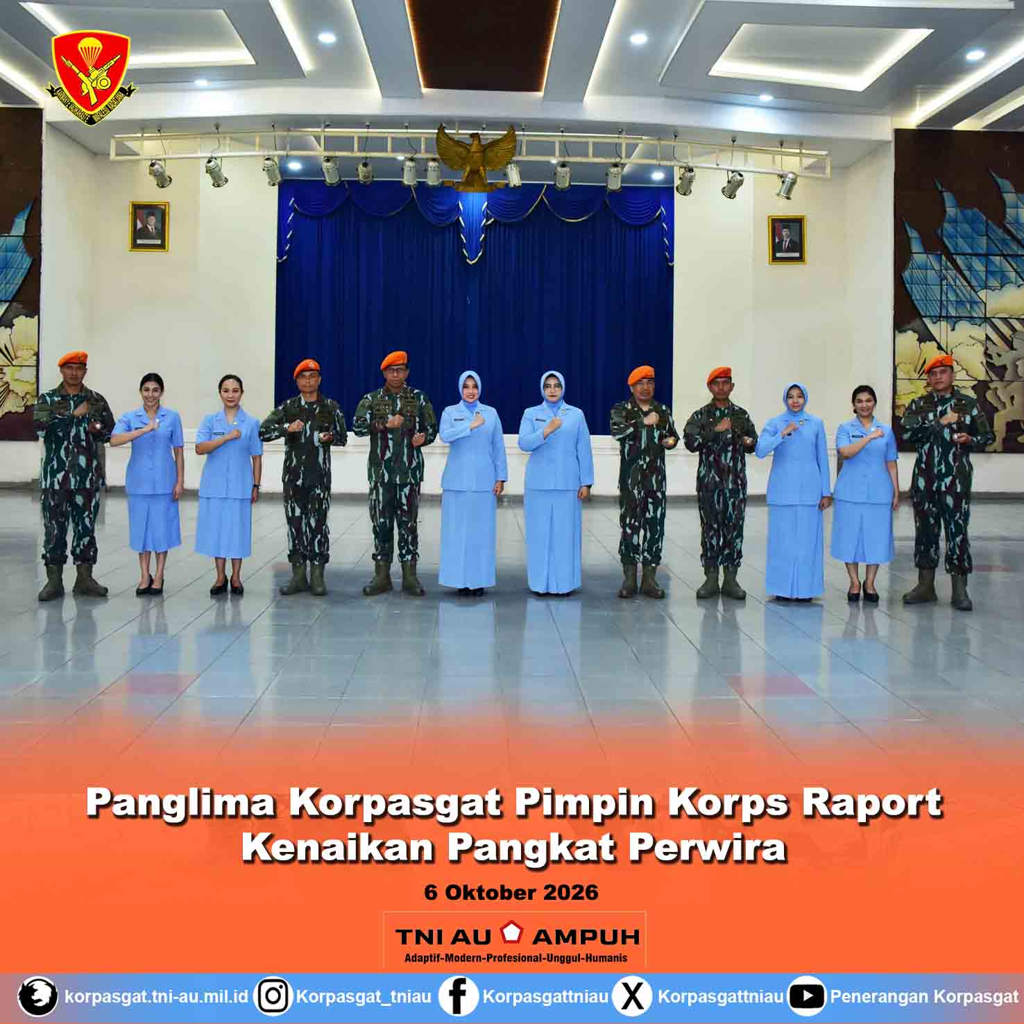 Panglima Korpasgat Pimpin Korps Raport Kenaikan Pangkat Perwira