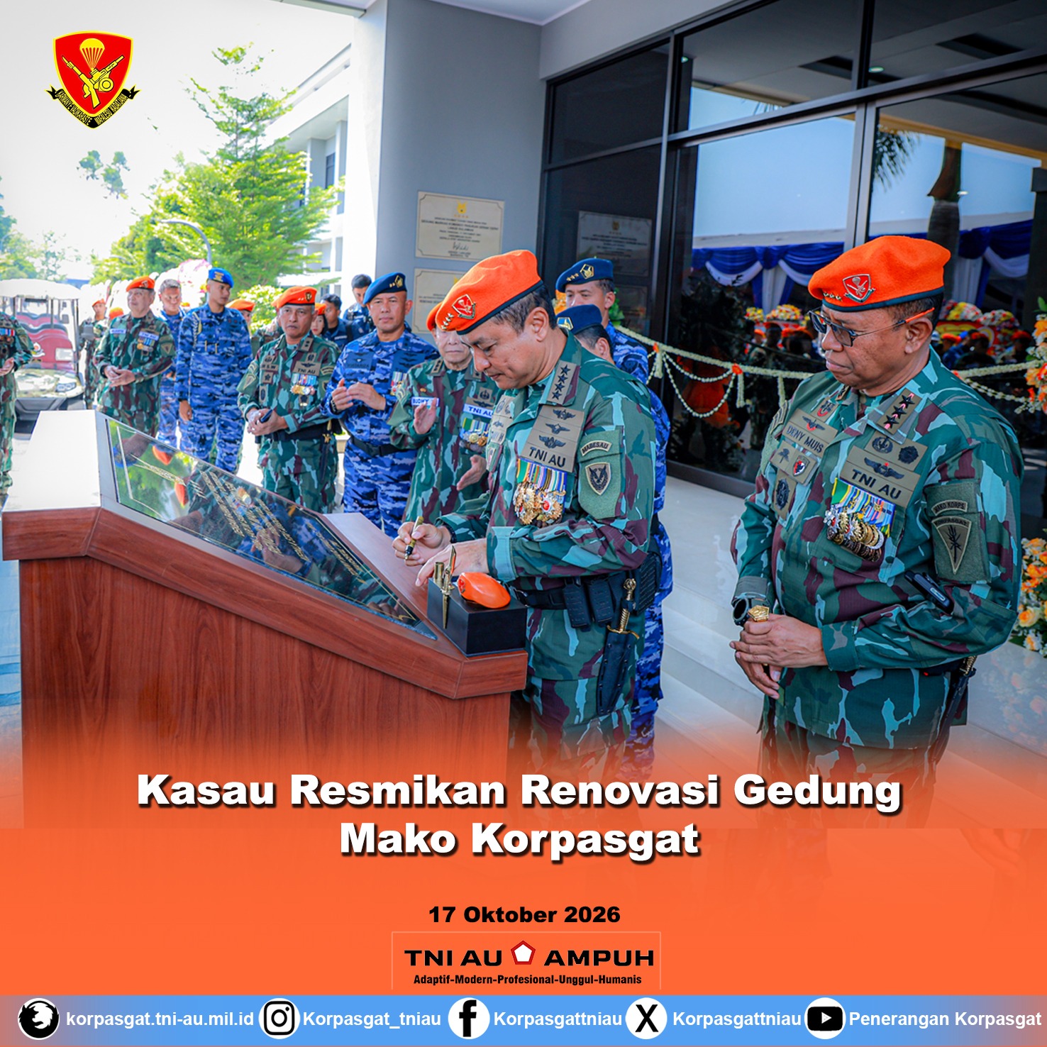 Kasau Resmikan Renovasi Gedung Mako Korpasgat