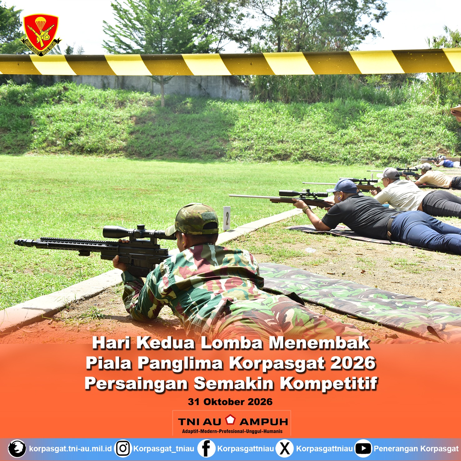 Hari Kedua Lomba Menembak Piala Panglima Korpasgat 2026 Persaingan Semakin Kompetitif