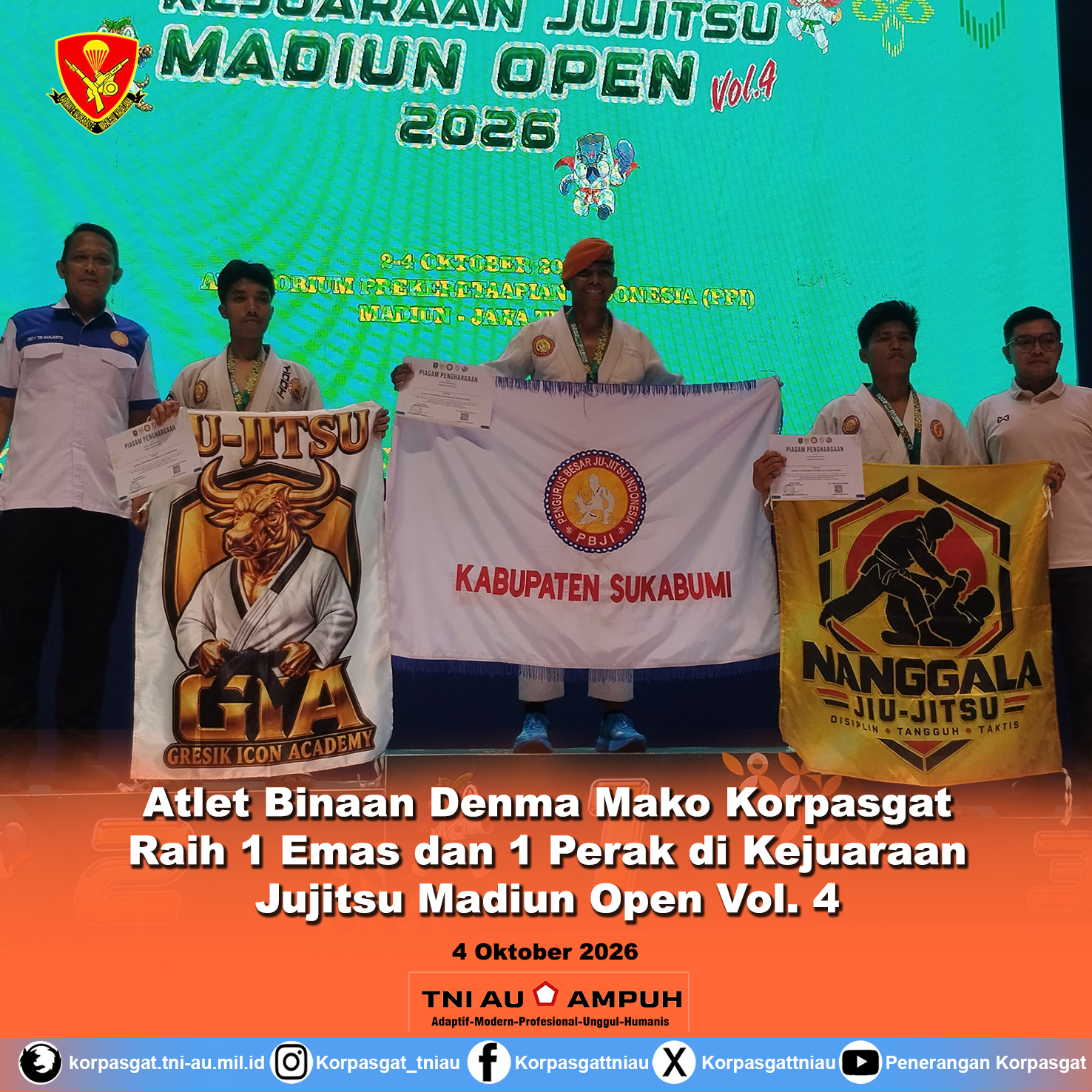 Atlet Binaan Denma Mako Korpasgat Raih 1 Emas dan 1 Perak di Kejuaraan Jujitsu Madiun Open Vol. 4