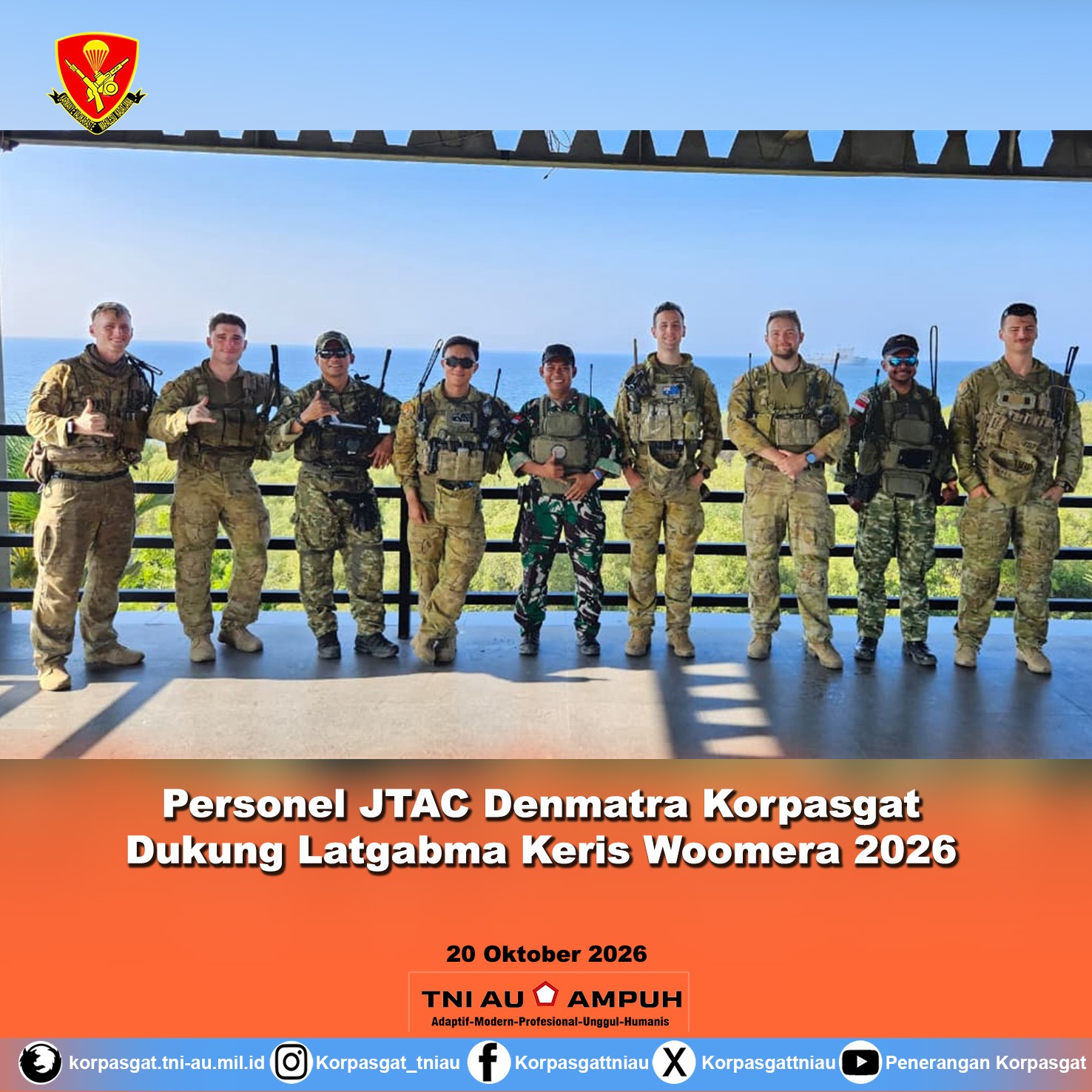 Personel JTAC Denmatra Korpasgat Dukung Latgabma Keris Woomera 2026 Personel JTAC Denmatra Korpasgat Dukung Latgabma Keris Woomera 2026