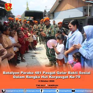 Batalyon Parako 481 Pasgat Gelar Bakti Sosial Dalam Rangka Hut Korpasgat Ke-79