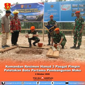 Komandan Resimen Hanud 3 Pasgat Pimpin Peletakan Batu Pertama Pembangunan Mako
