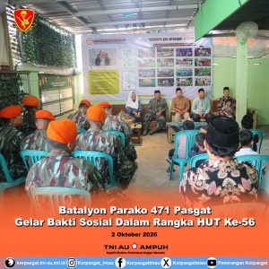 Batalyon Parako 471 Pasgat Gelar Bakti Sosial Dalam Rangka HUT Ke-56